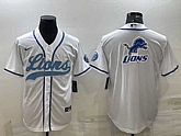 Men's Detroit Lions White Team Big Logo With Patch Cool Base Stitched Baseball Jersey,baseball caps,new era cap wholesale,wholesale hats